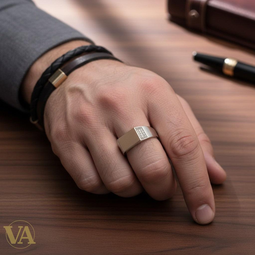 Chevalière Homme Argent 925 Plaqué Or Rose | Bijoux Vindicta