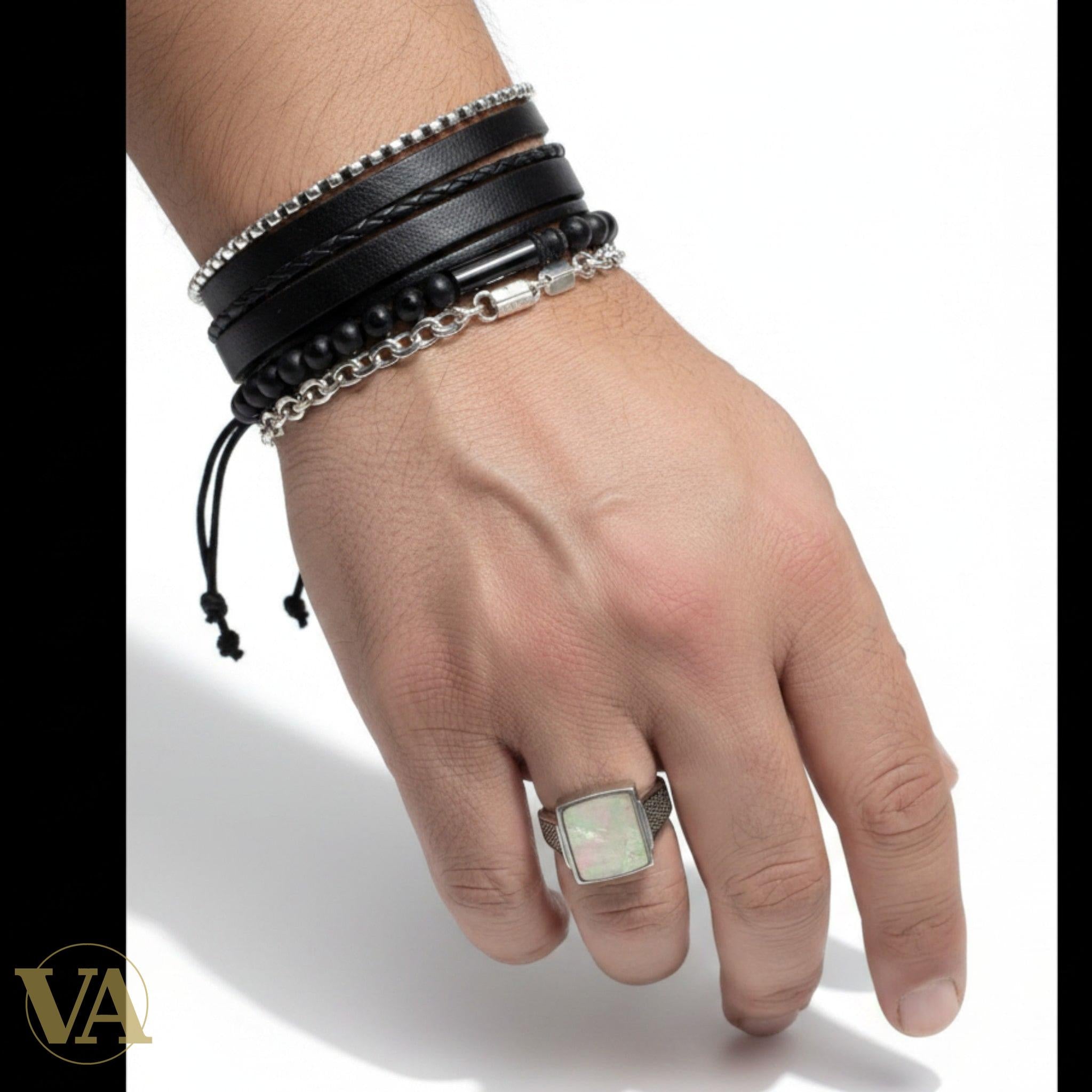Chevalière Homme Argent 925 Nacre Gris Anthracite Cabochon Carré Ajouré-Vindicta : Bijoux Argent 925 Massif, Luxe et Héritage