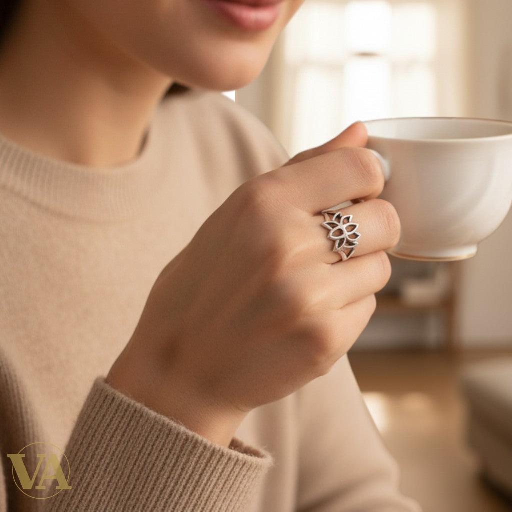 Bague femme argent 925 Lotus ajouré