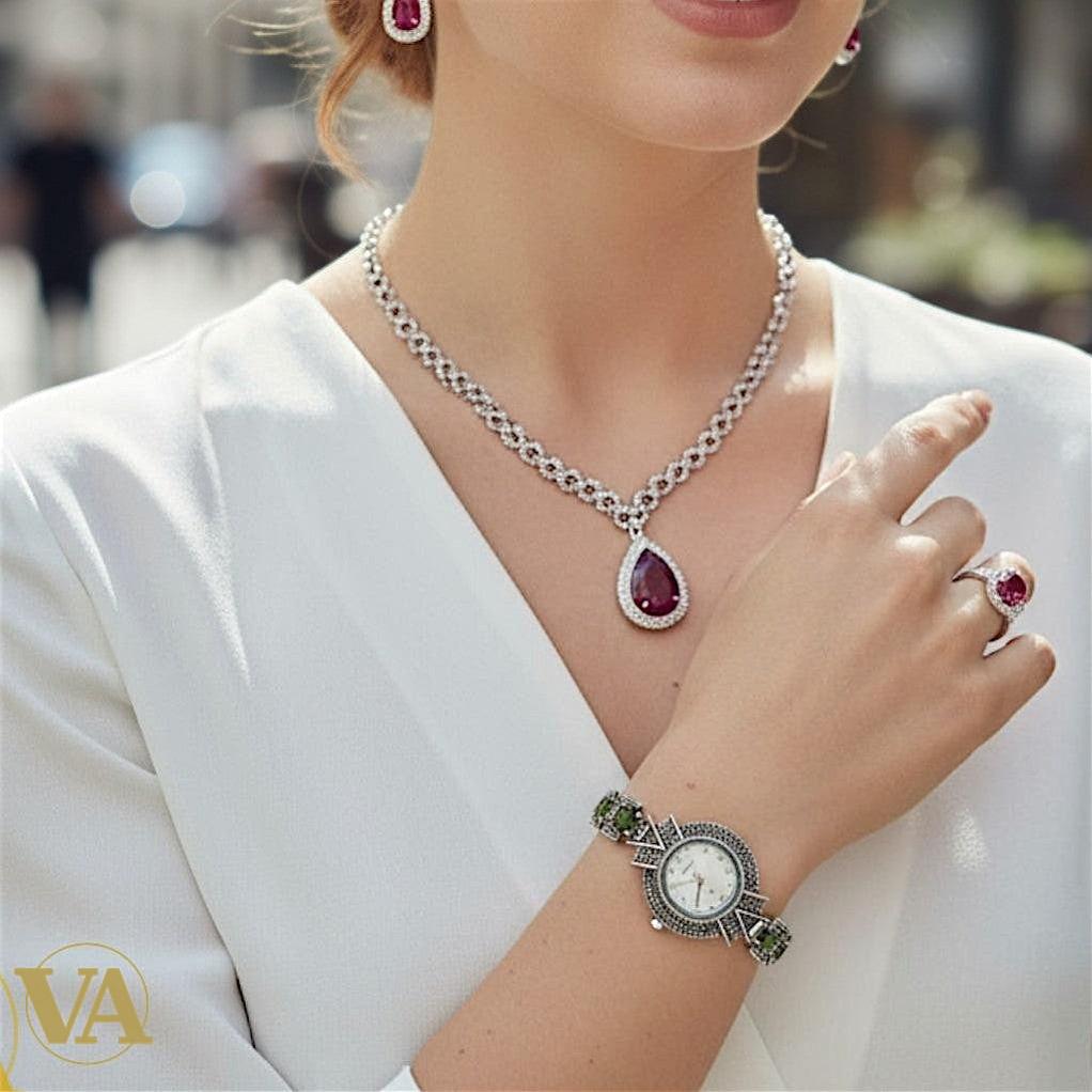 Bracelet-Montre Argent 925 – Marcassite & Sultanite