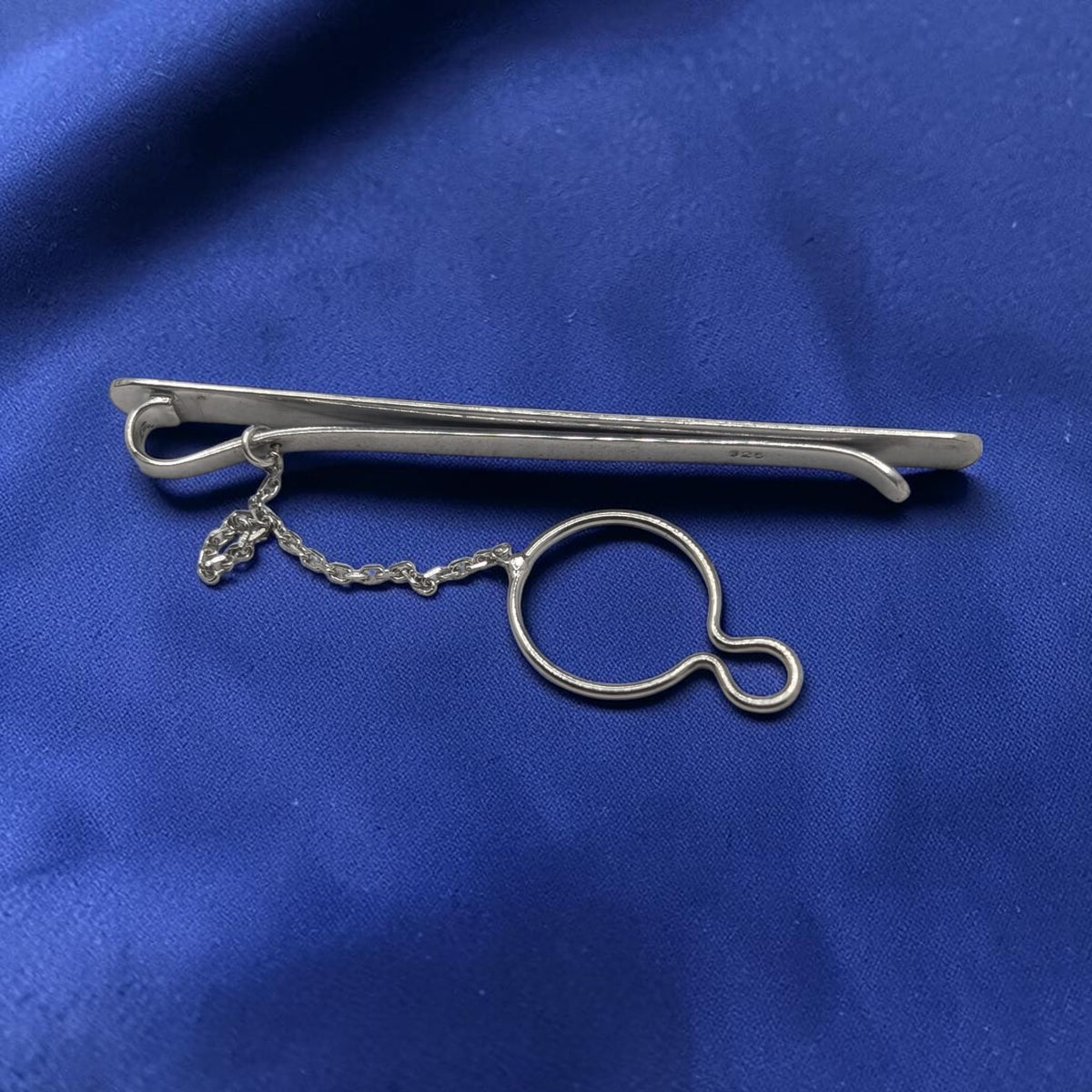 Pince à cravate homme argent 925 à motif diagonal et chaîne - Argent 925 - Vindicta