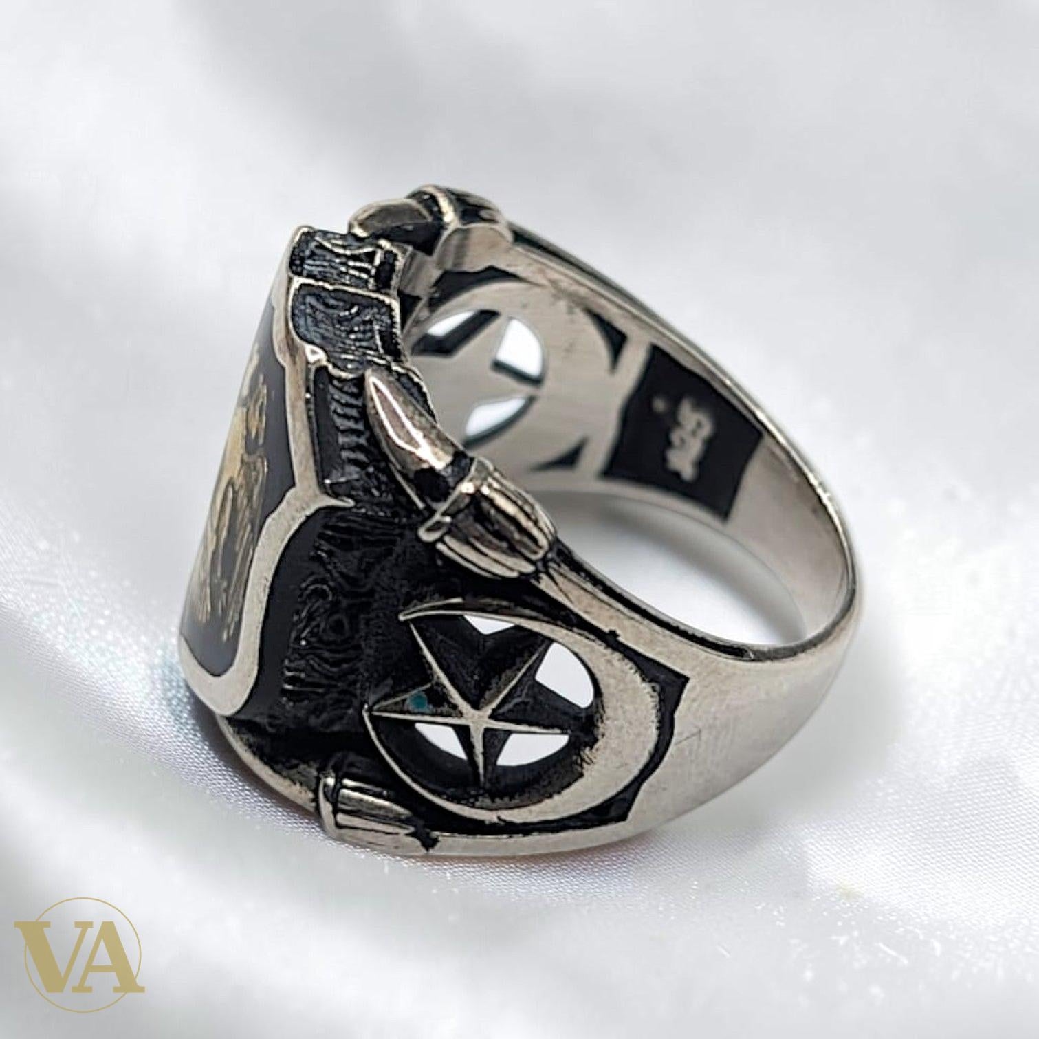 Chevalière Homme Argent 925 – Aigle Bicéphale Ottoman Plaqué Or & Onyx Noir | Bijoux Vindicta