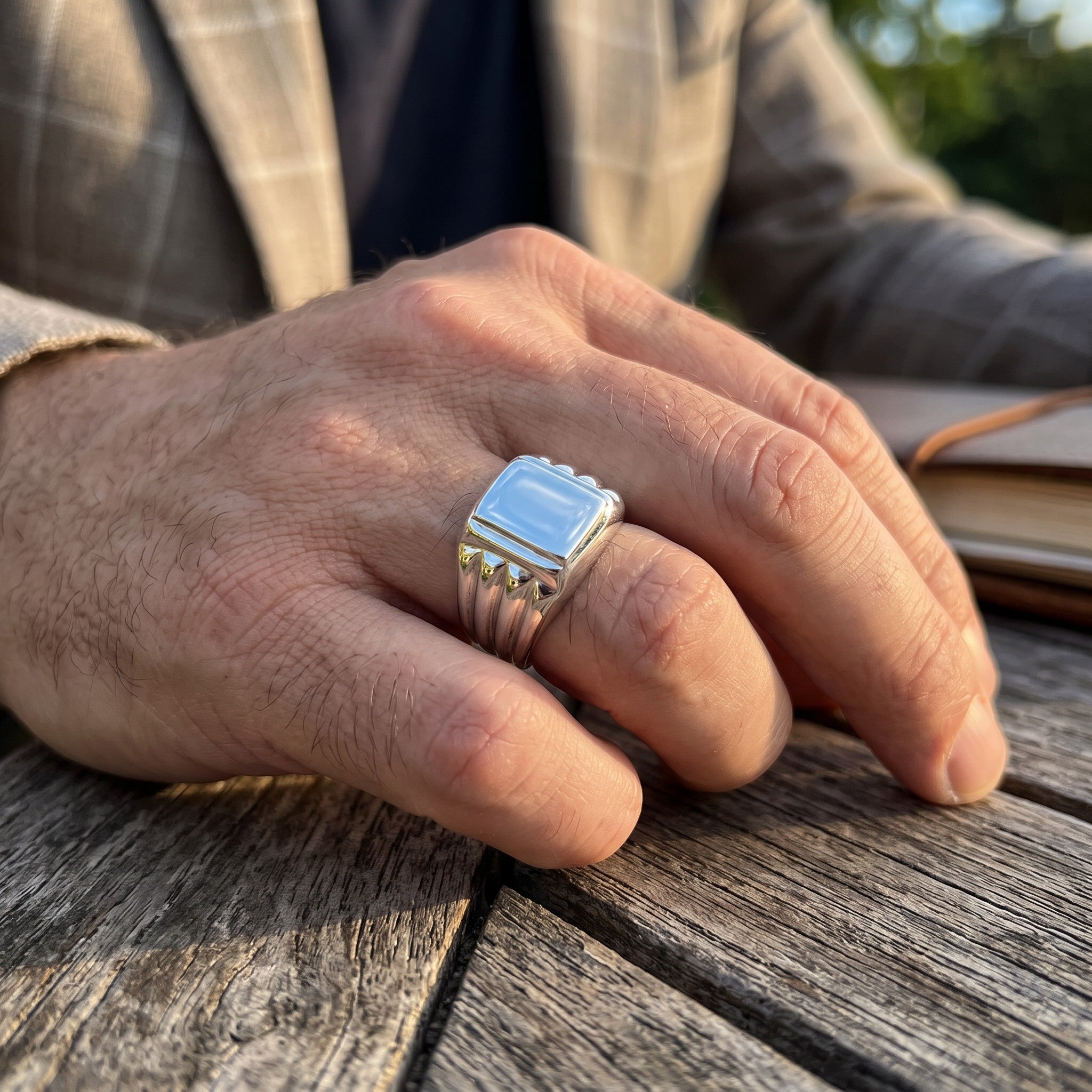 Chevalière Homme Argent 925 Plateau Poli Stries Diagonales-Vindicta : Bijoux Argent 925 Massif, Luxe et Héritage