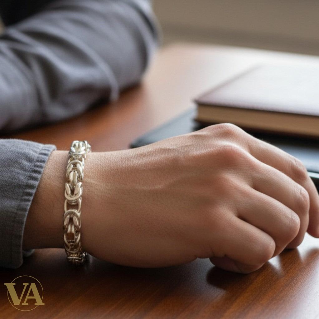 Bracelet Homme Argent 925 – Maille Tressée Large 8 mm