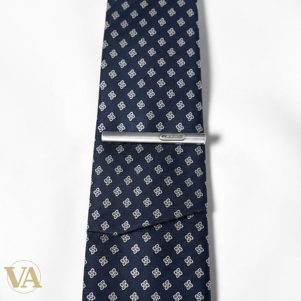 Pince à cravate homme argent 925 et onyx noir détail allongé - Argent 925 - Vindicta