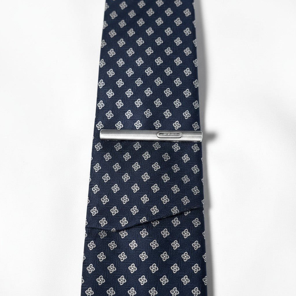 Pince à cravate homme argent 925 et onyx noir détail allongé - Argent 925 - Vindicta