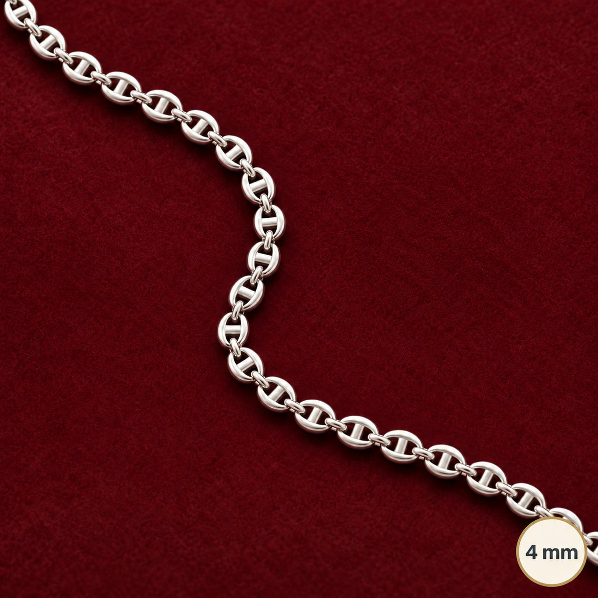 Chaîne Homme Argent 925 – Maille Grain de Café 4 mm - Argent 925 - Vindicta