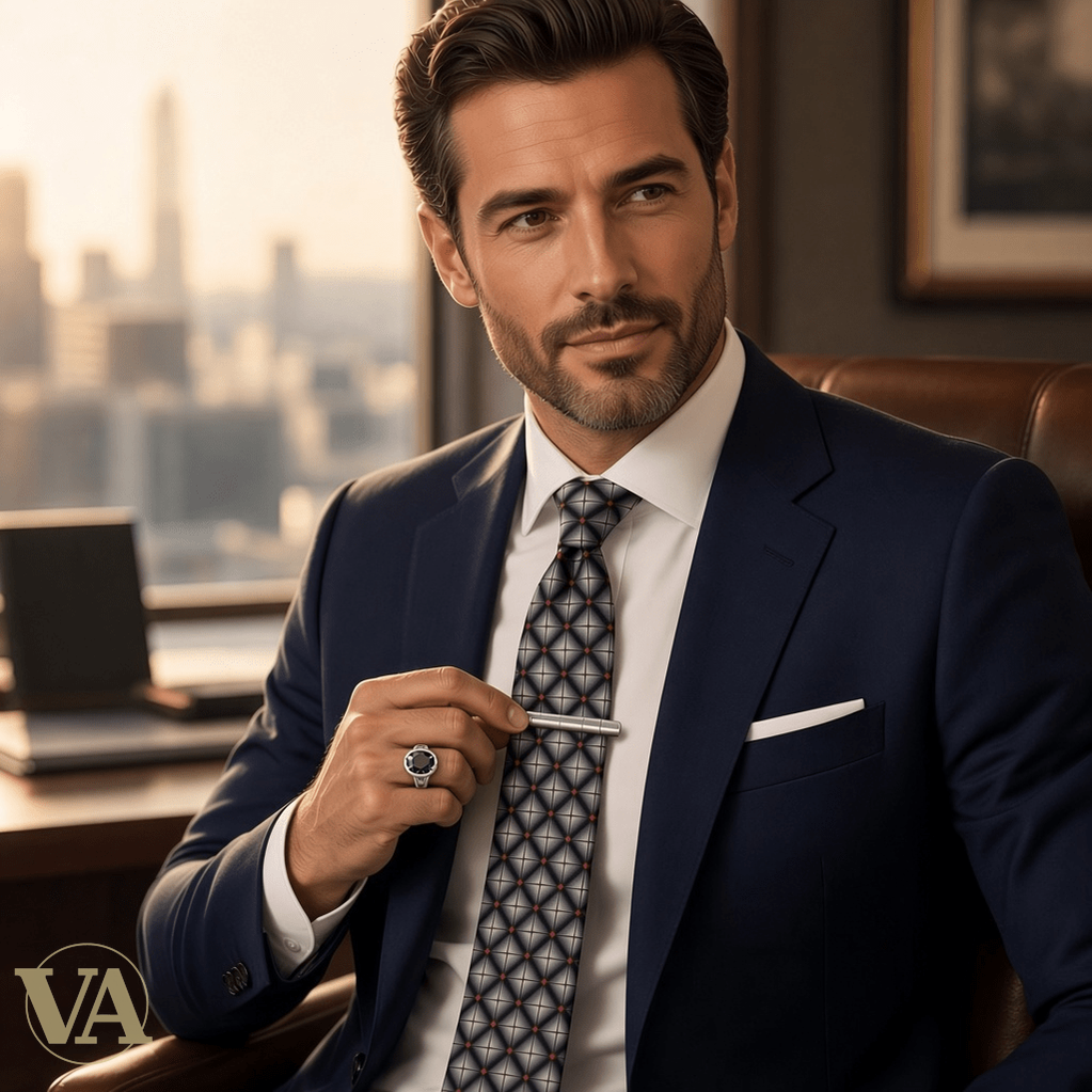 Pince à cravate homme argent 925 à segments et chaîne - Argent 925 - Vindicta
