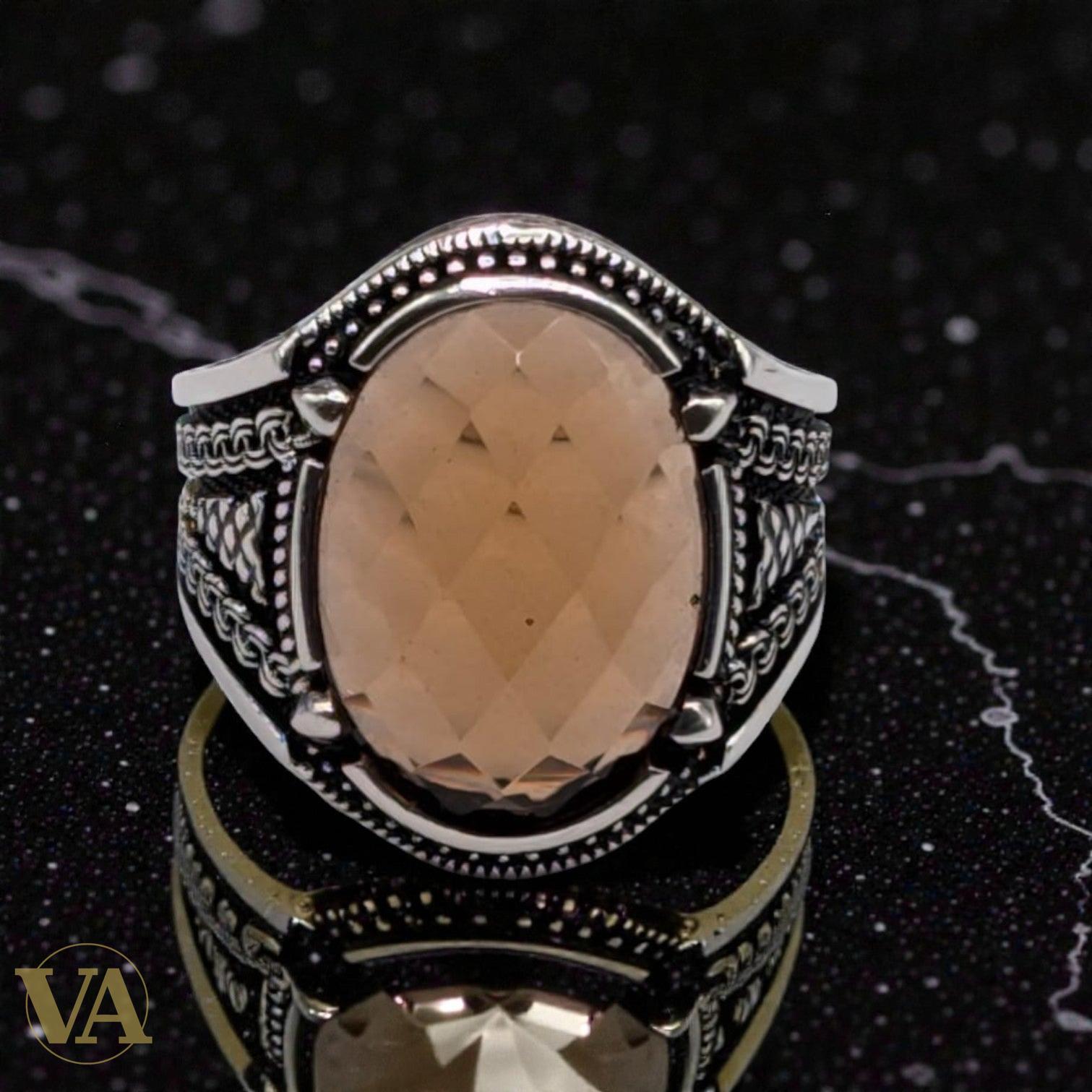 Bague Homme Argent 925 Sultanite – Facettes & Tressage Ottoman