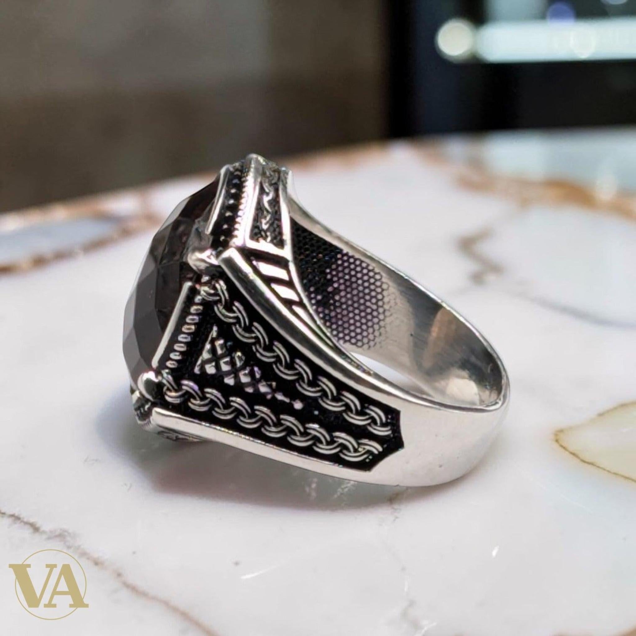 Bague Homme Argent 925 Sultanite – Facettes & Tressage Ottoman | Bijoux Vindicta