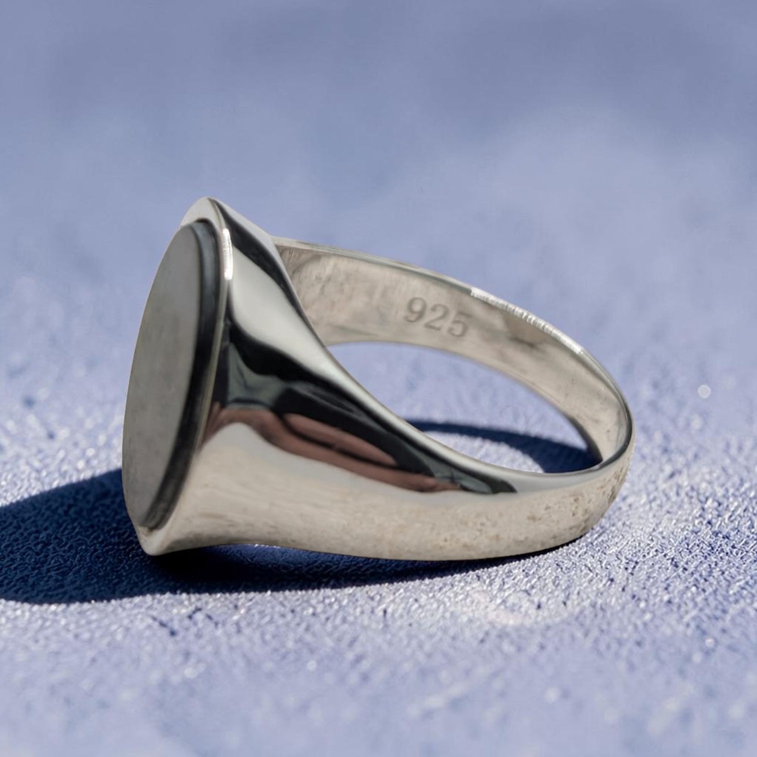Chevalière Homme Argent 925 Nacre Grise Anthracite Signet Minimaliste