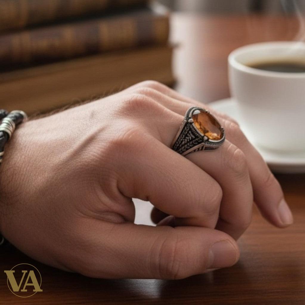 Bague Homme Argent 925 Sultanite – Facettes & Tressage Ottoman