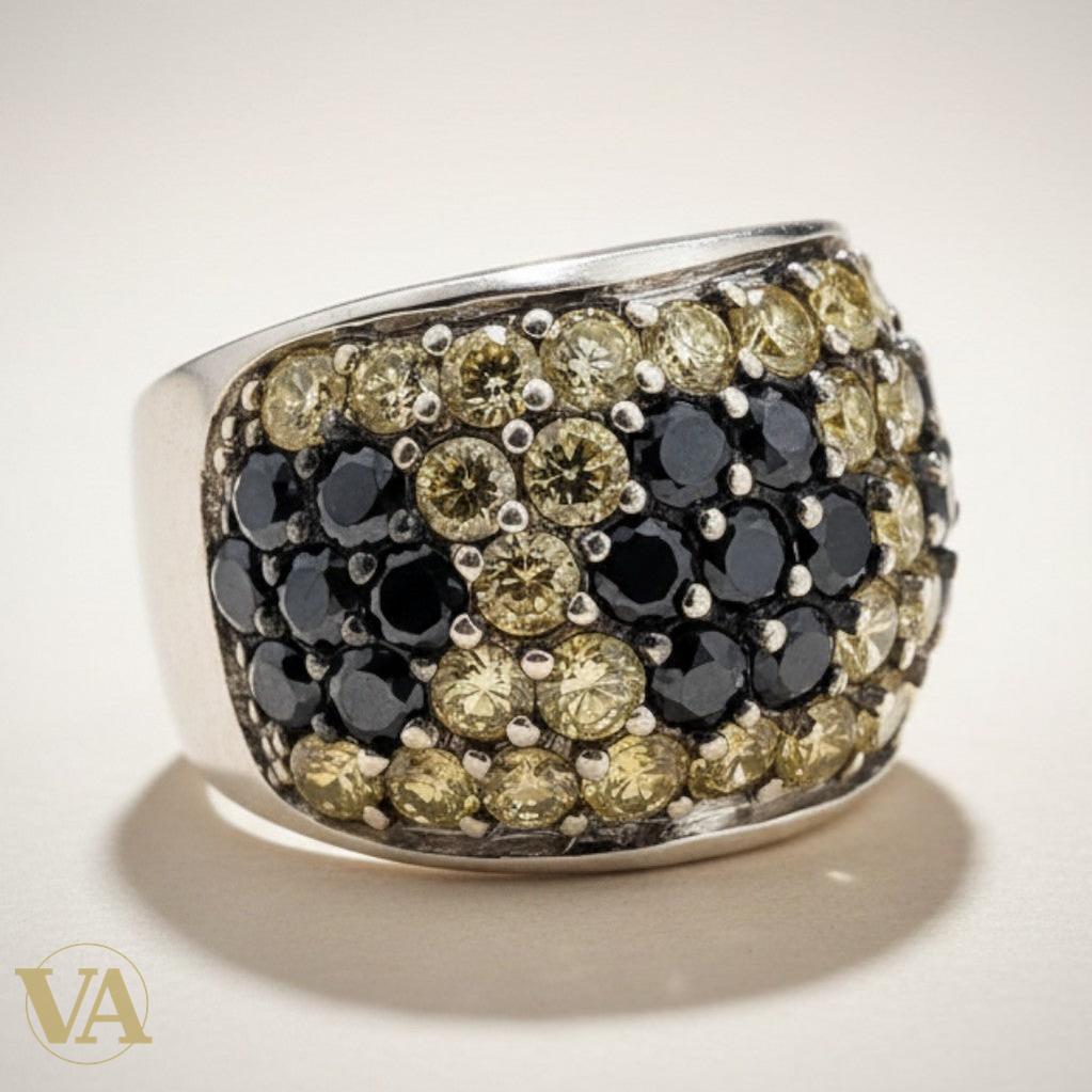 Bague femme argent 925 Citrine ovale Onyx noir pavé bordure-Vindicta : Bijoux Argent 925 Massif, Luxe et Héritage