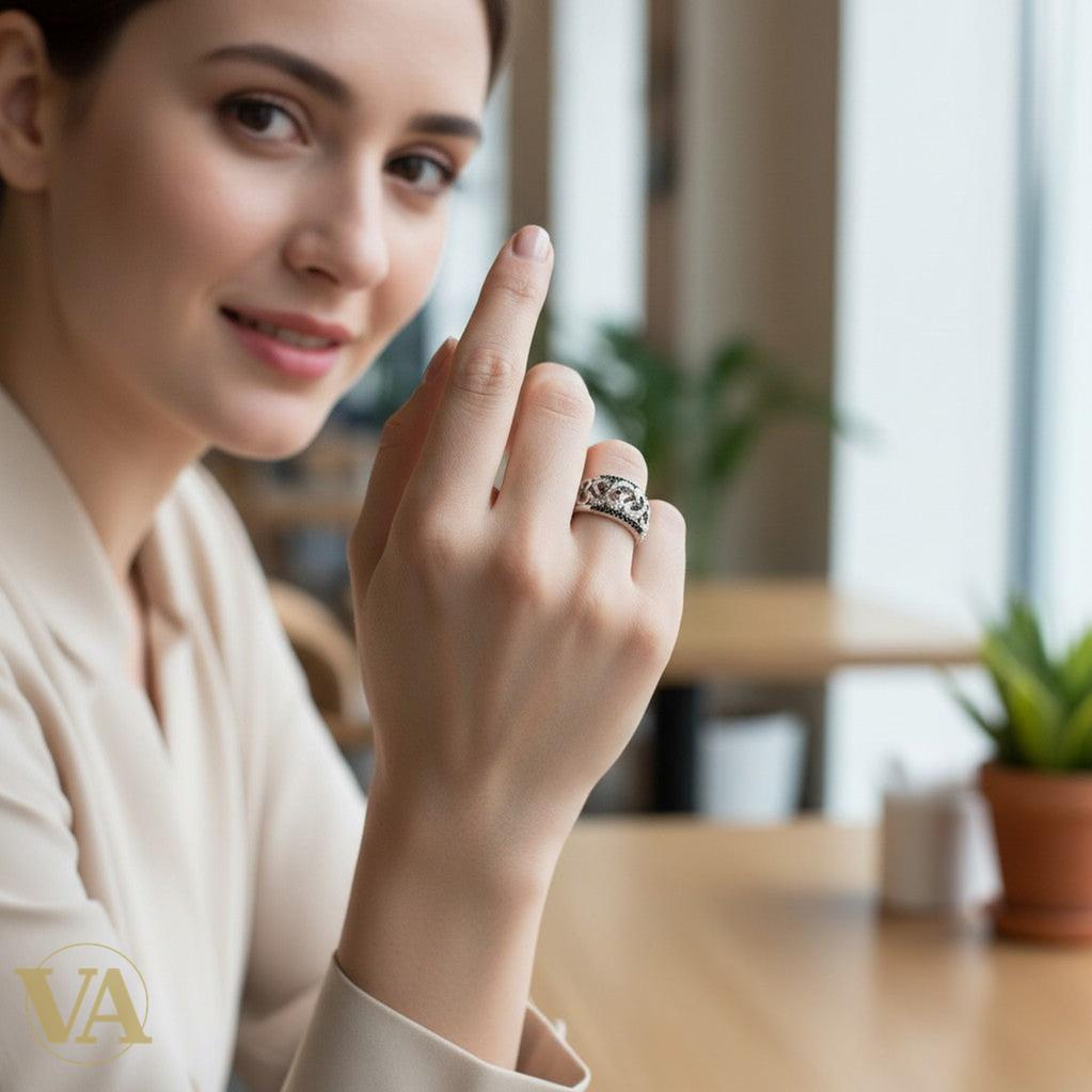 Bague femme argent 925 Citrine ovale Onyx noir pavé bordure-Vindicta : Bijoux Argent 925 Massif, Luxe et Héritage