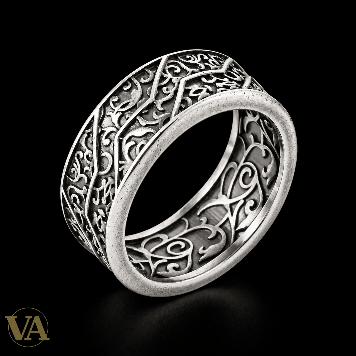 Anneau Homme Argent 925 – Arabesques Intérieures et Extérieures - Argent 925 - Vindicta