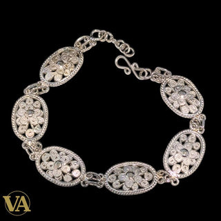 Bracelet Femme Argent 925 Massif – Fleurs Filigranes