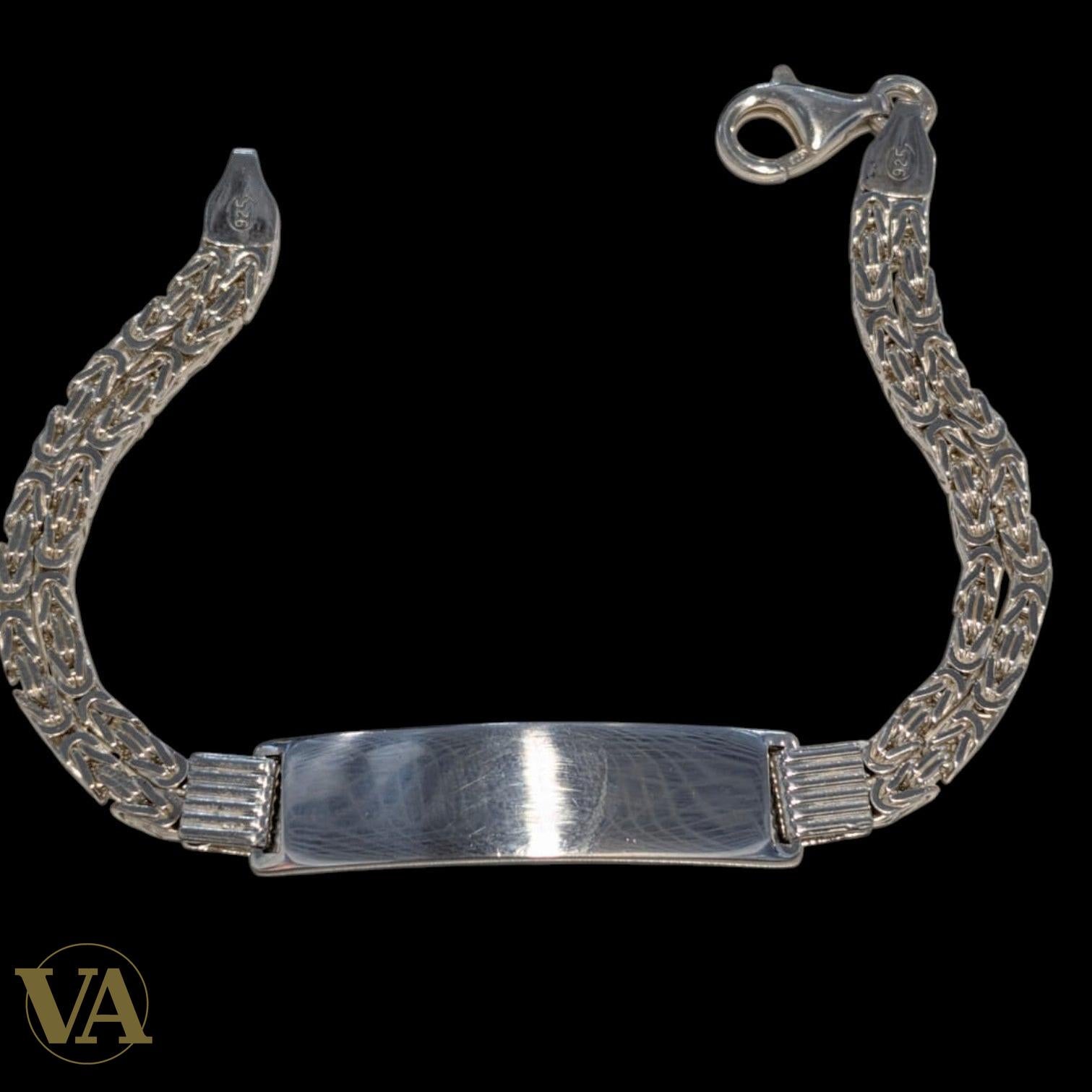 Bracelet Homme Argent 925 – Maille Tressée & Plaque 40 mm