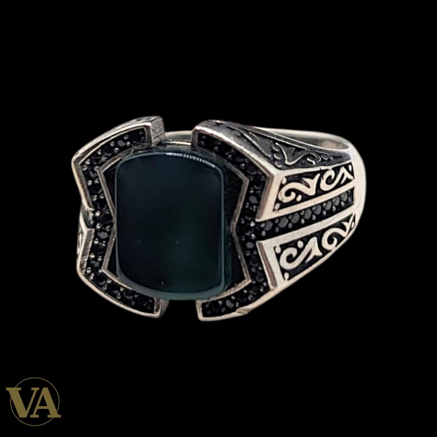 Chevalière Homme Argent 925 Pierre Aventurine Verte-Vindicta : Bijoux Argent 925 Massif, Luxe et Héritage