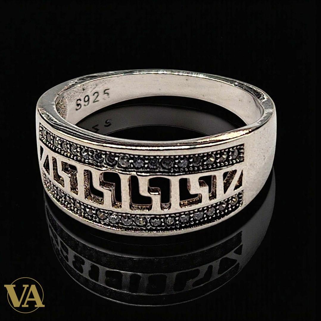 Bague femme en argent 925 motif grec et marcassites