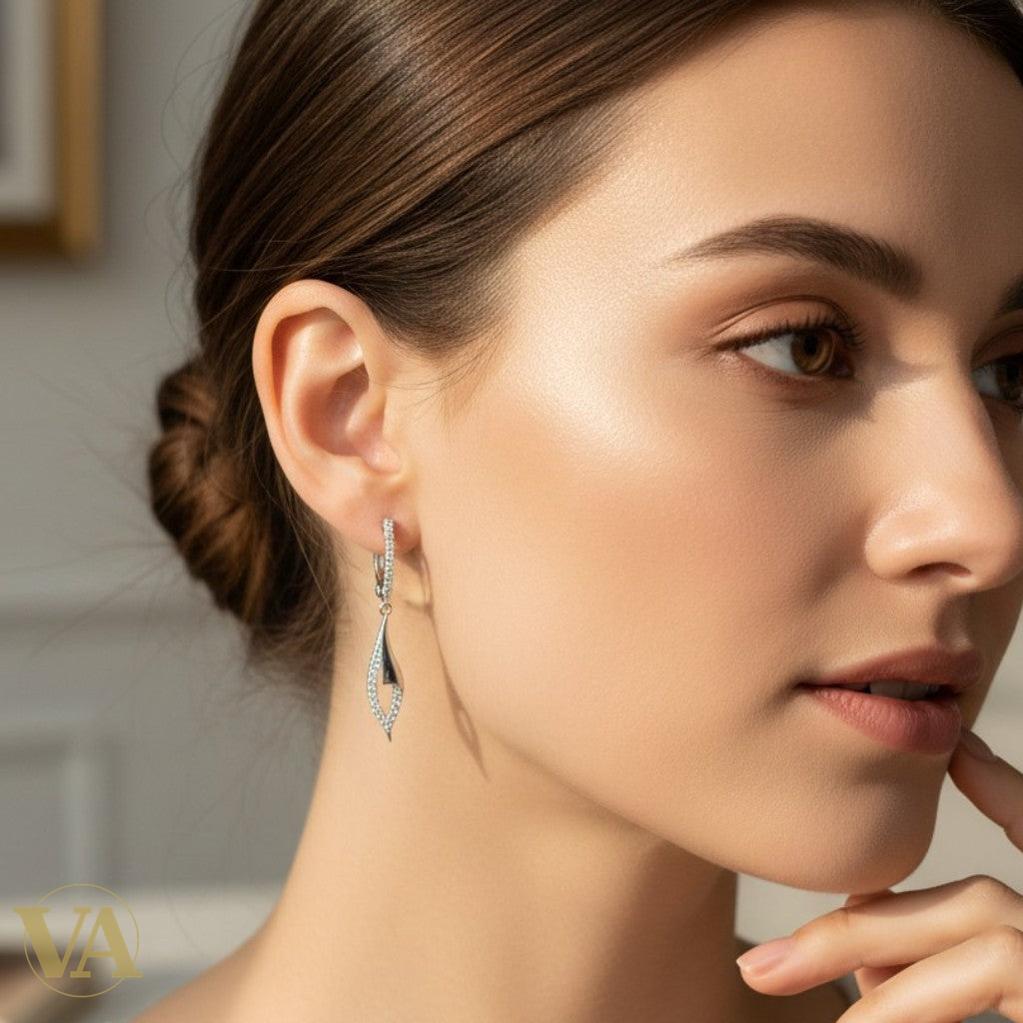 Boucles d'Oreilles Femme Pendantes Argent 925 – Créoles & Goutte Zirconium | Bijoux Vindicta