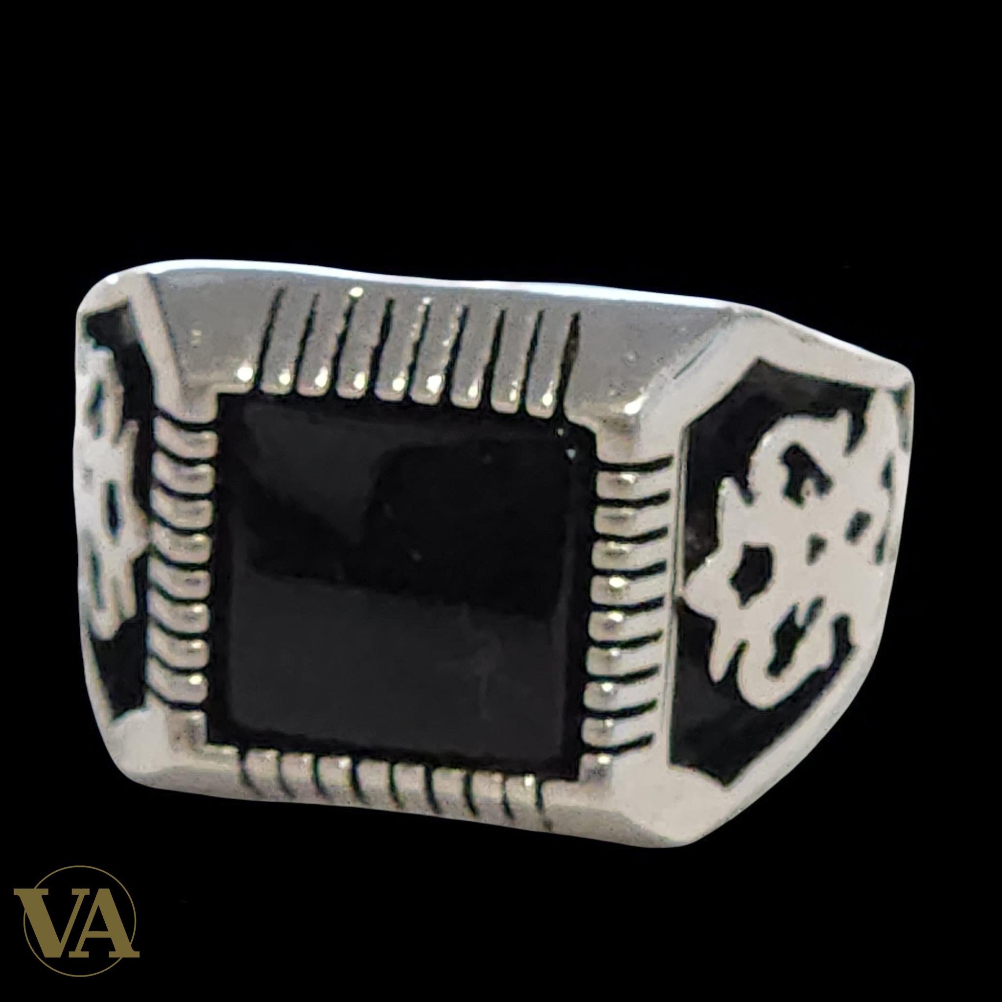 Chevalière Homme Argent 925 – Onyx Noir Rectangulaire