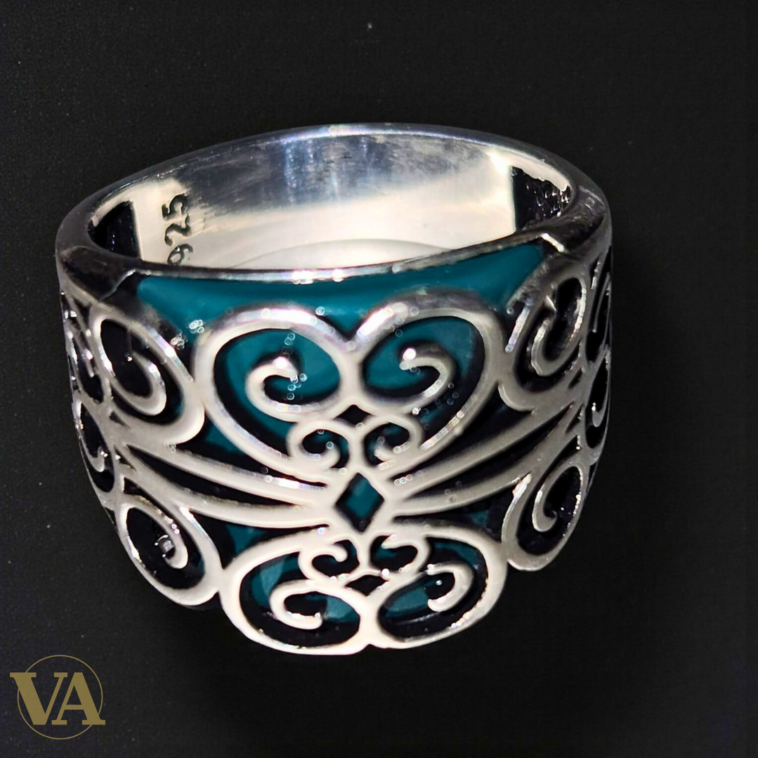 Bague femme Argent 925 & Aventurine Verte – Design Ajourné Raffiné