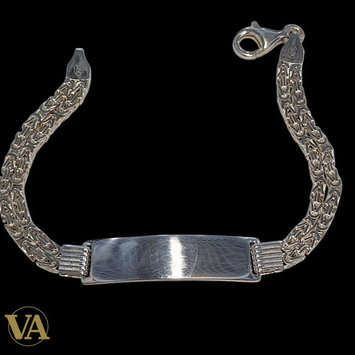 Bracelet Homme Argent 925 – Maille Tressée & Plaque 40 mm