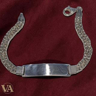 Bracelet Homme Argent 925 – Maille Tressée & Plaque 40 mm