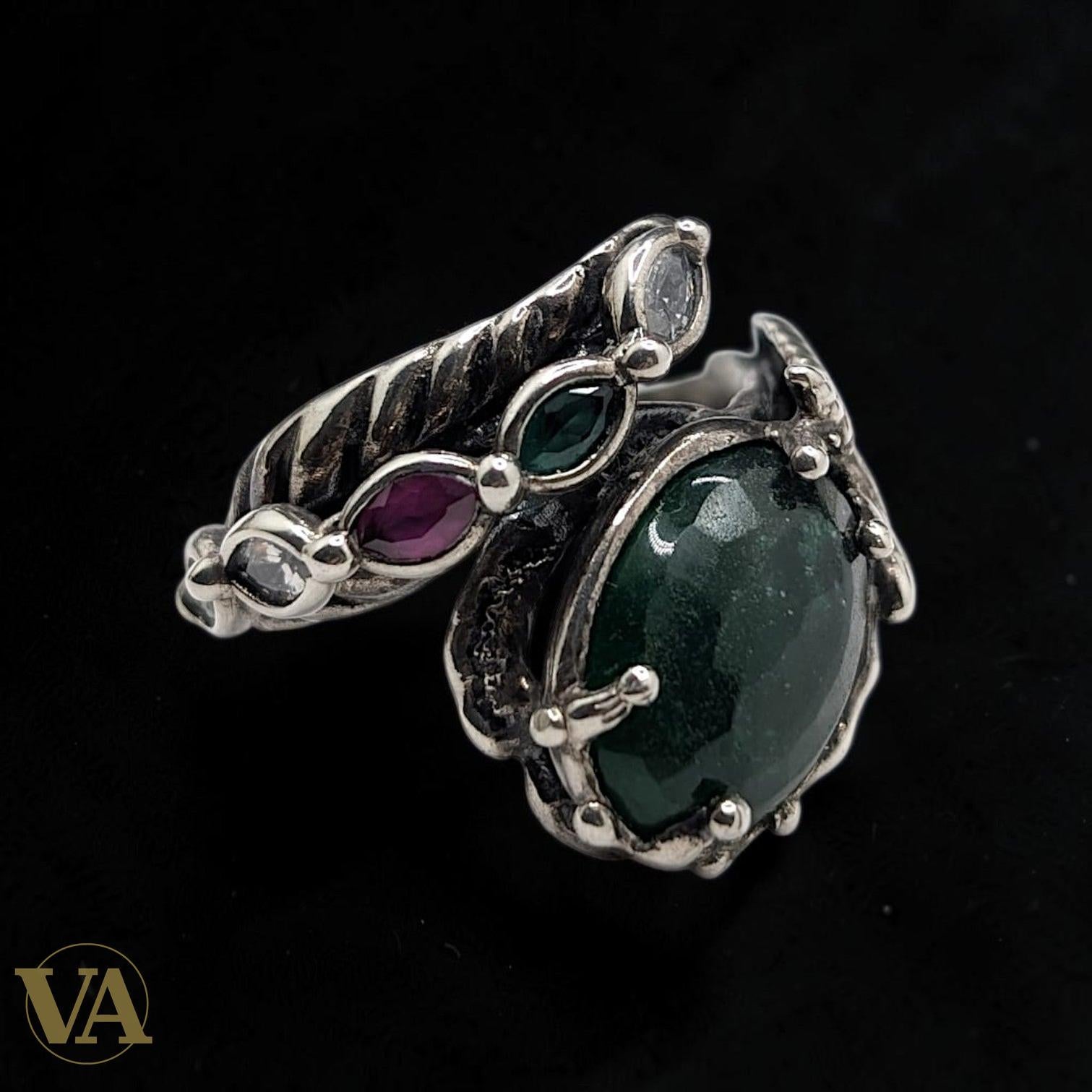 Bague Femme Argent 925 Aventurine Verte – Écureuil Sculpté-Vindicta : Bijoux Argent 925 Massif, Luxe et Héritage