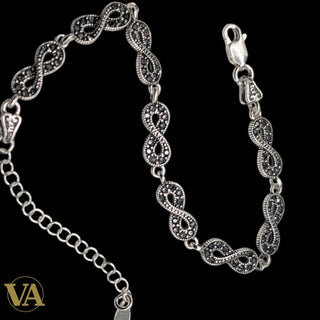 Bracelet Femme Argent 925 Infini Marcassite Vintage