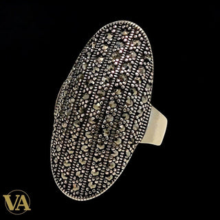 Bague femme ovale argent 925 et marcassite – Style vintage