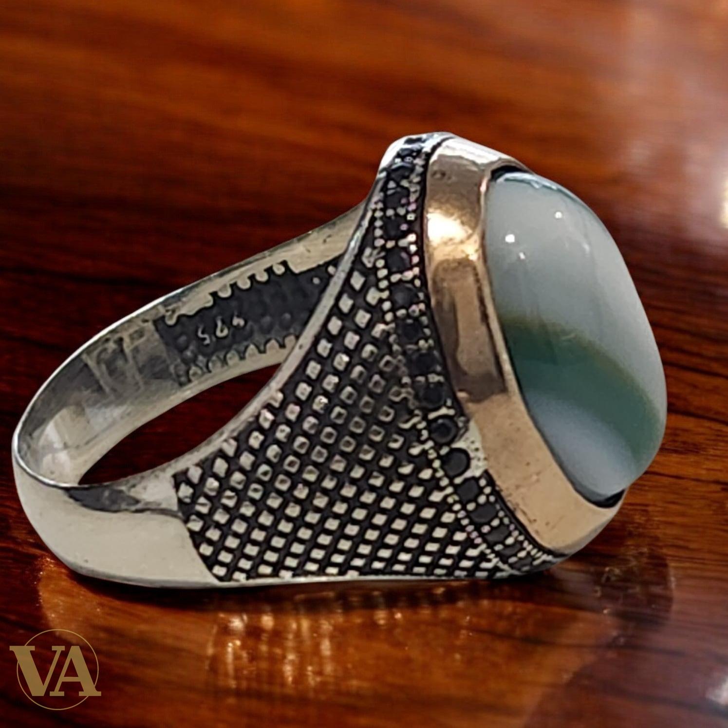Bague Homme Argent 925 Onyx Verte – Élégance Authentique