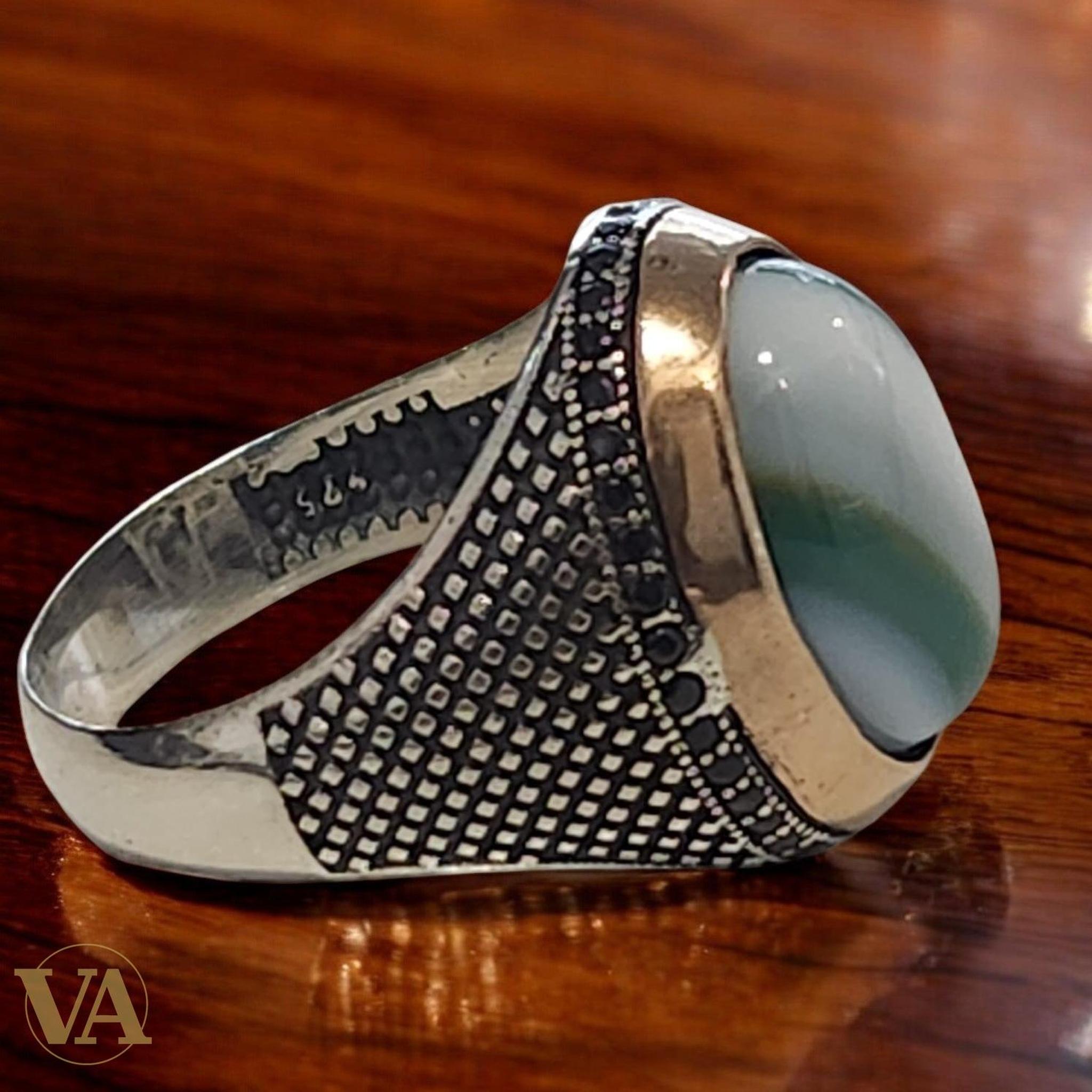 Bague Homme Argent 925 Onyx Verte – Élégance Authentique | Bijoux Vindicta
