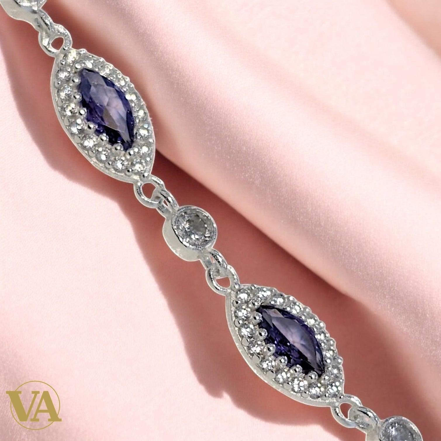 Bracelet Femme Argent 925 Améthyste Naturelle Vintage | Bijoux Vindicta