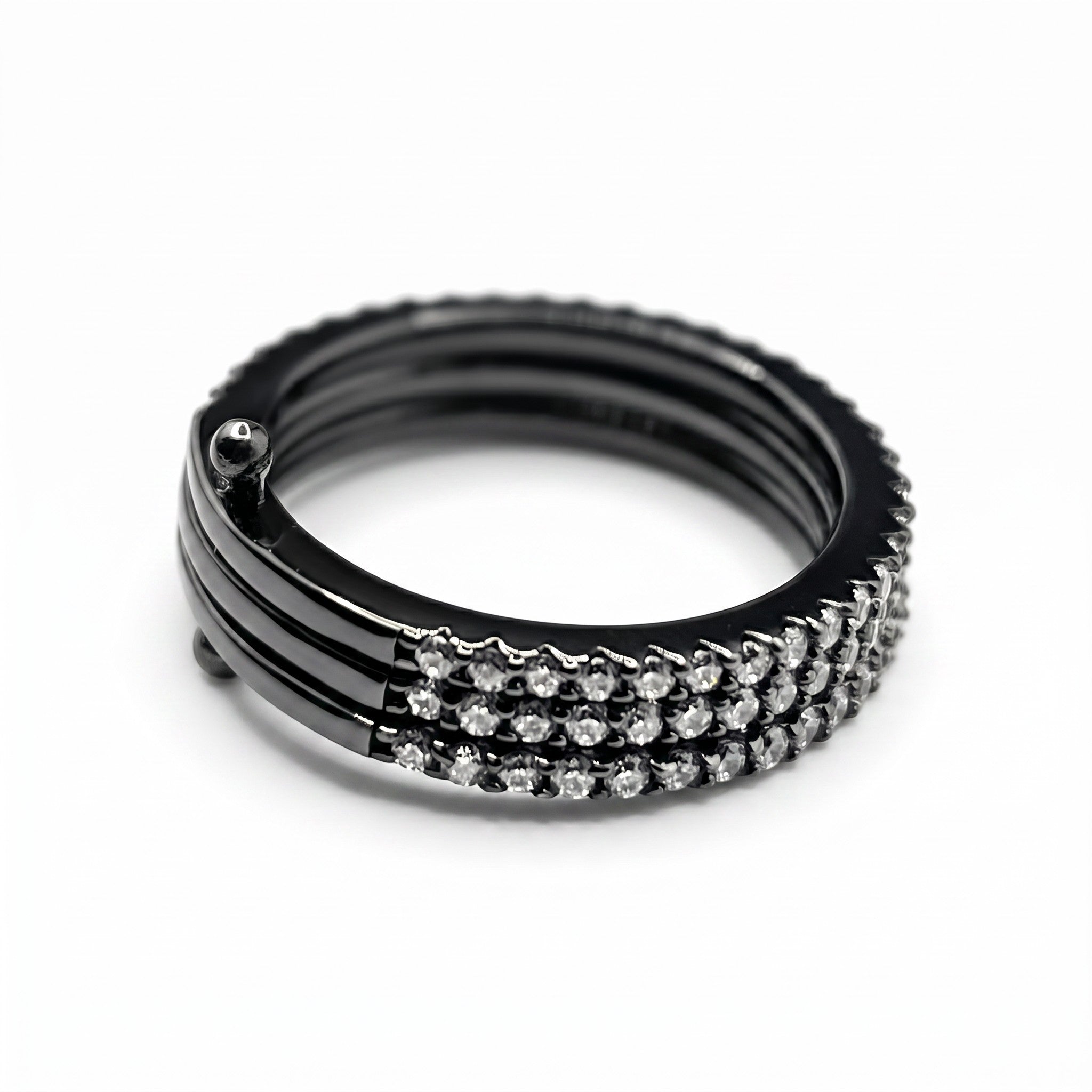 Bague Femme Argent 925 Oxyde de Zirconium Pavé 3 Rangs Noire-Vindicta : Bijoux Argent 925 Massif, Luxe et Héritage