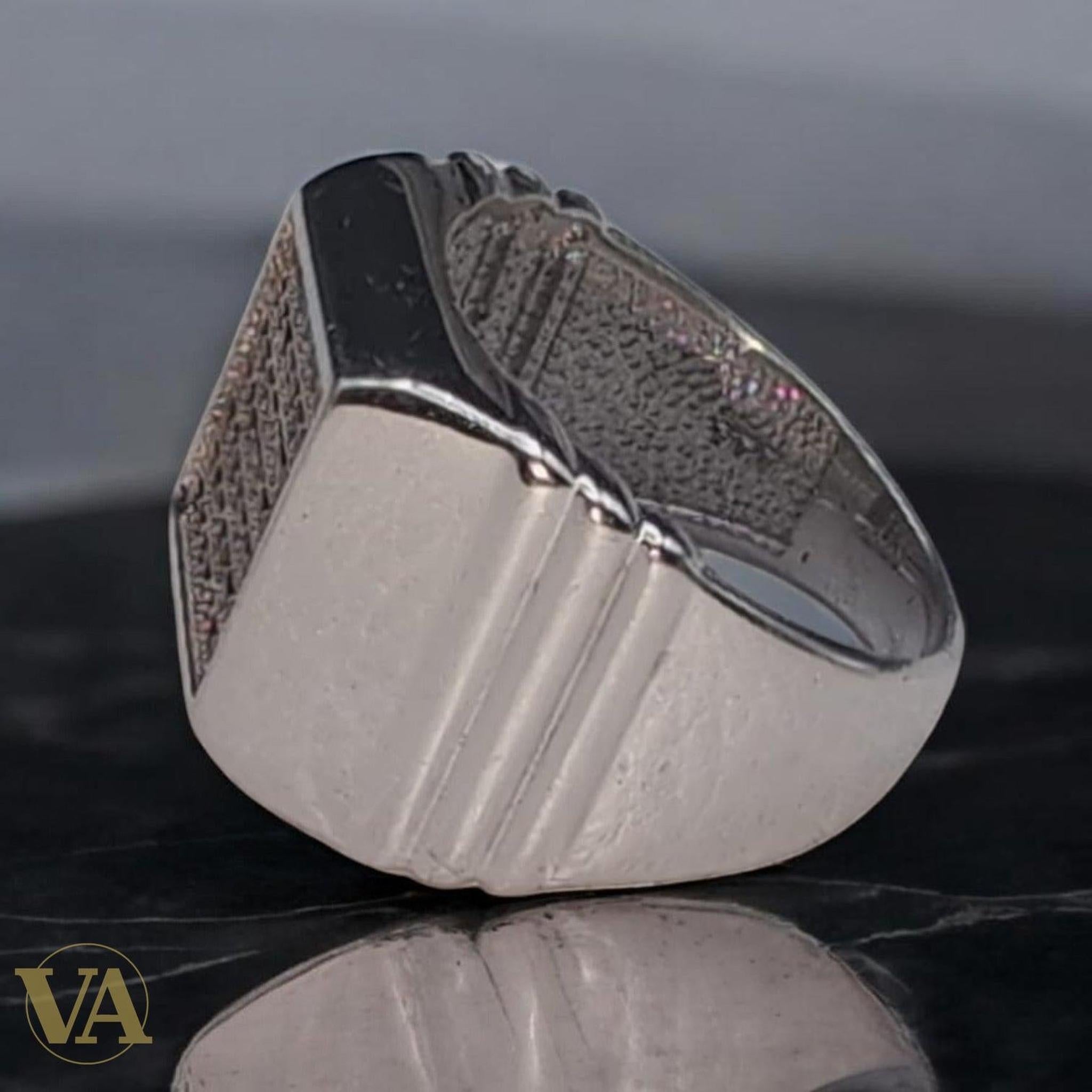 Bague Homme Argent 925 Marcassite Noire - Argent 925 - Vindicta