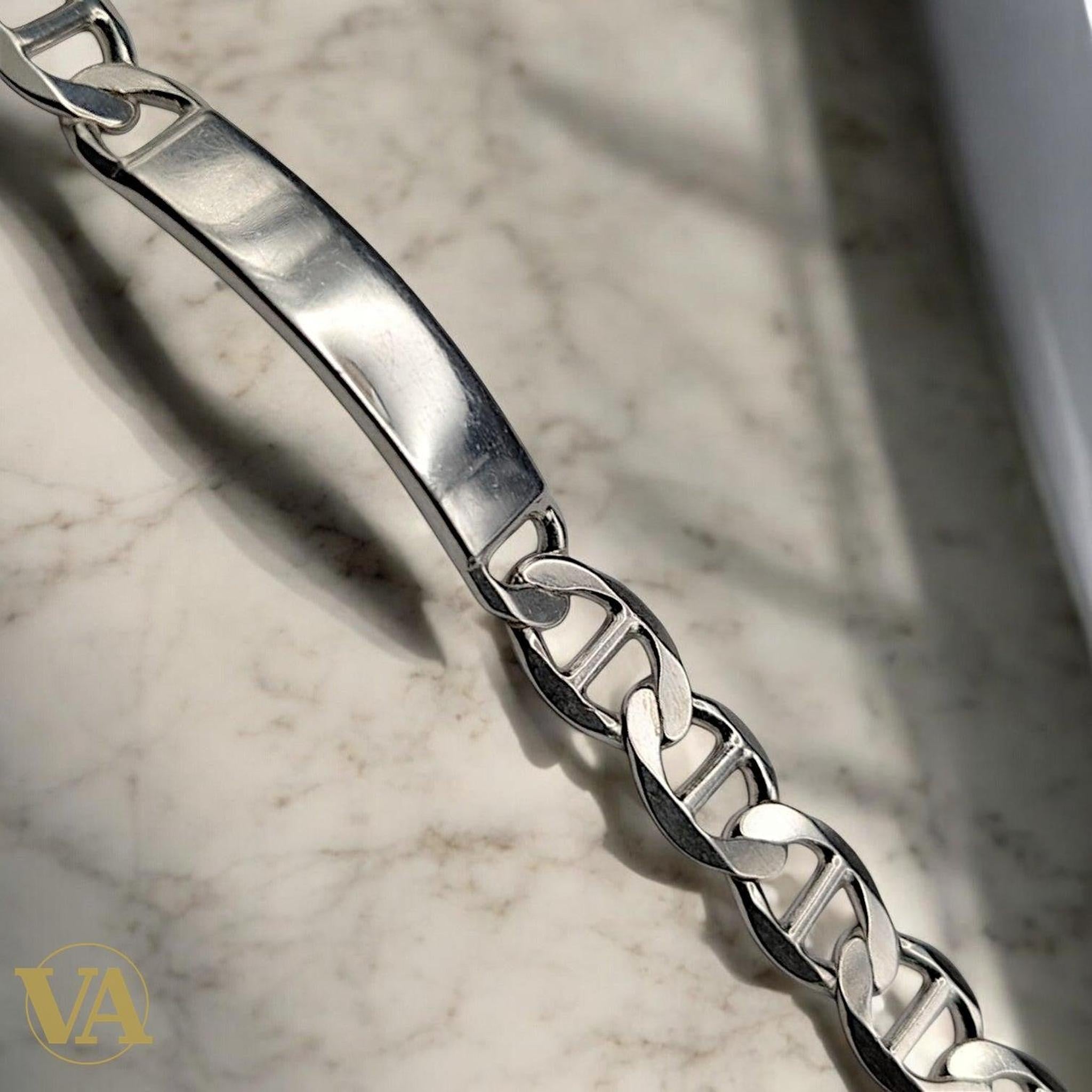 Bracelet Homme Argent 925 – Plaque Lisse & Maille Large | Bijoux Vindicta