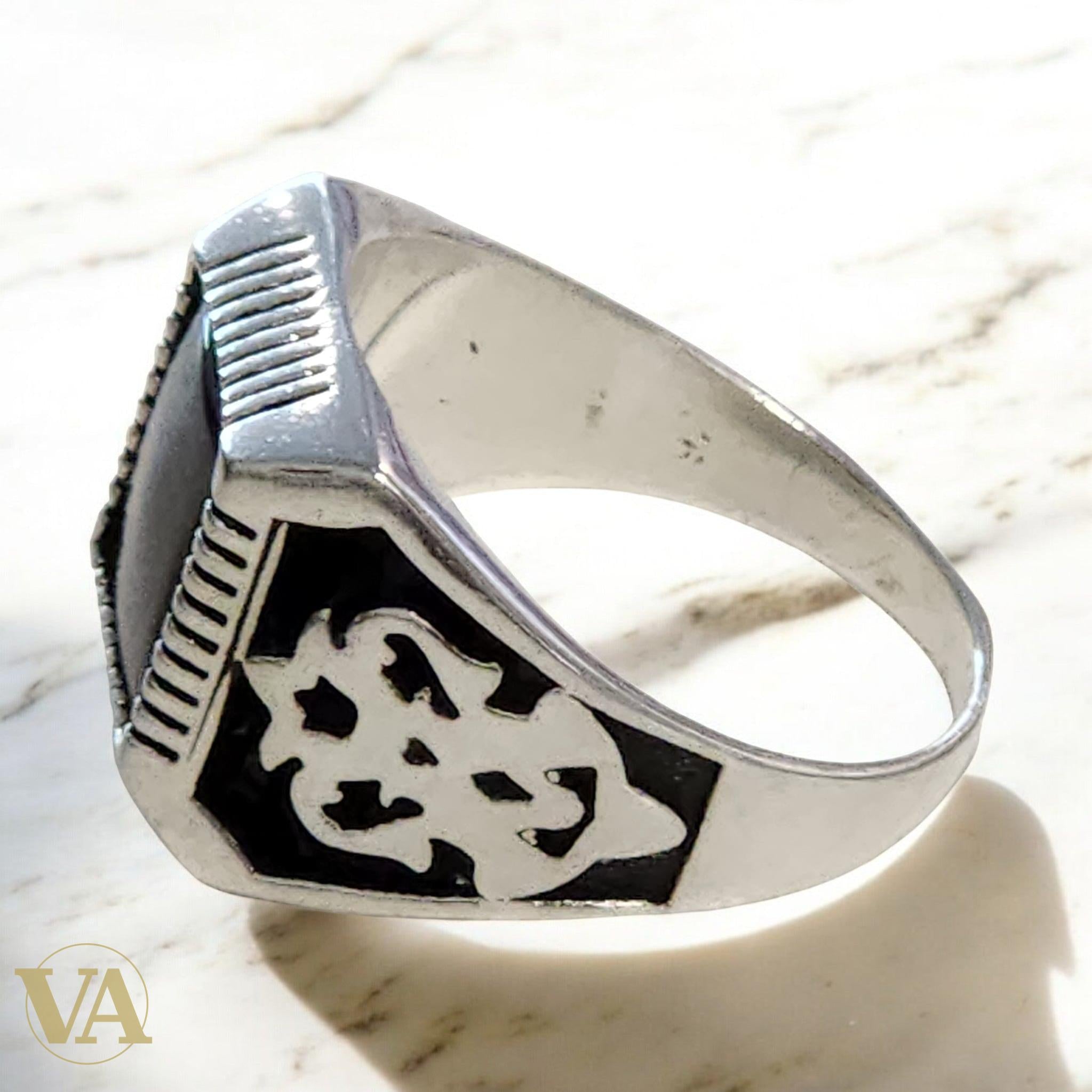 Chevalière Homme Argent 925 – Onyx Noir Rectangulaire