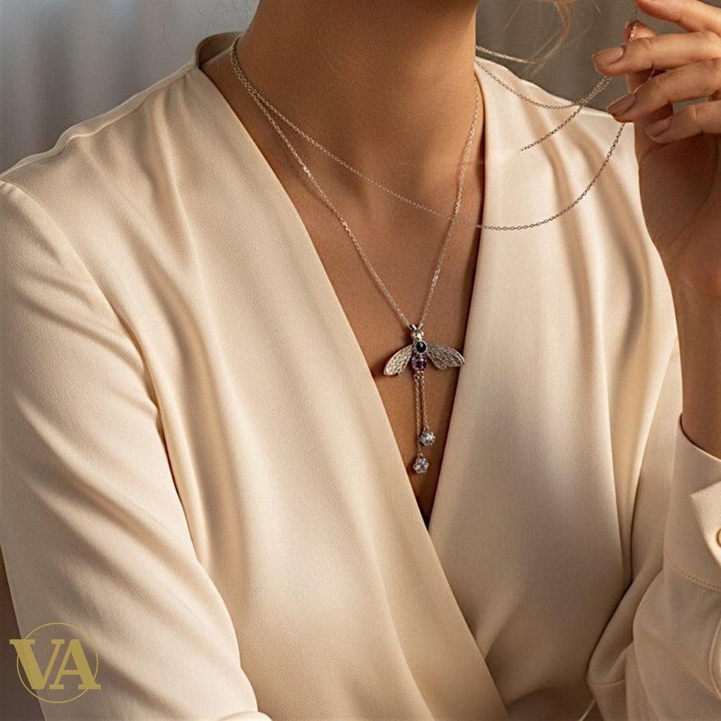 Collier Abeille Argent 925 Massif — Pendentif Ciselé