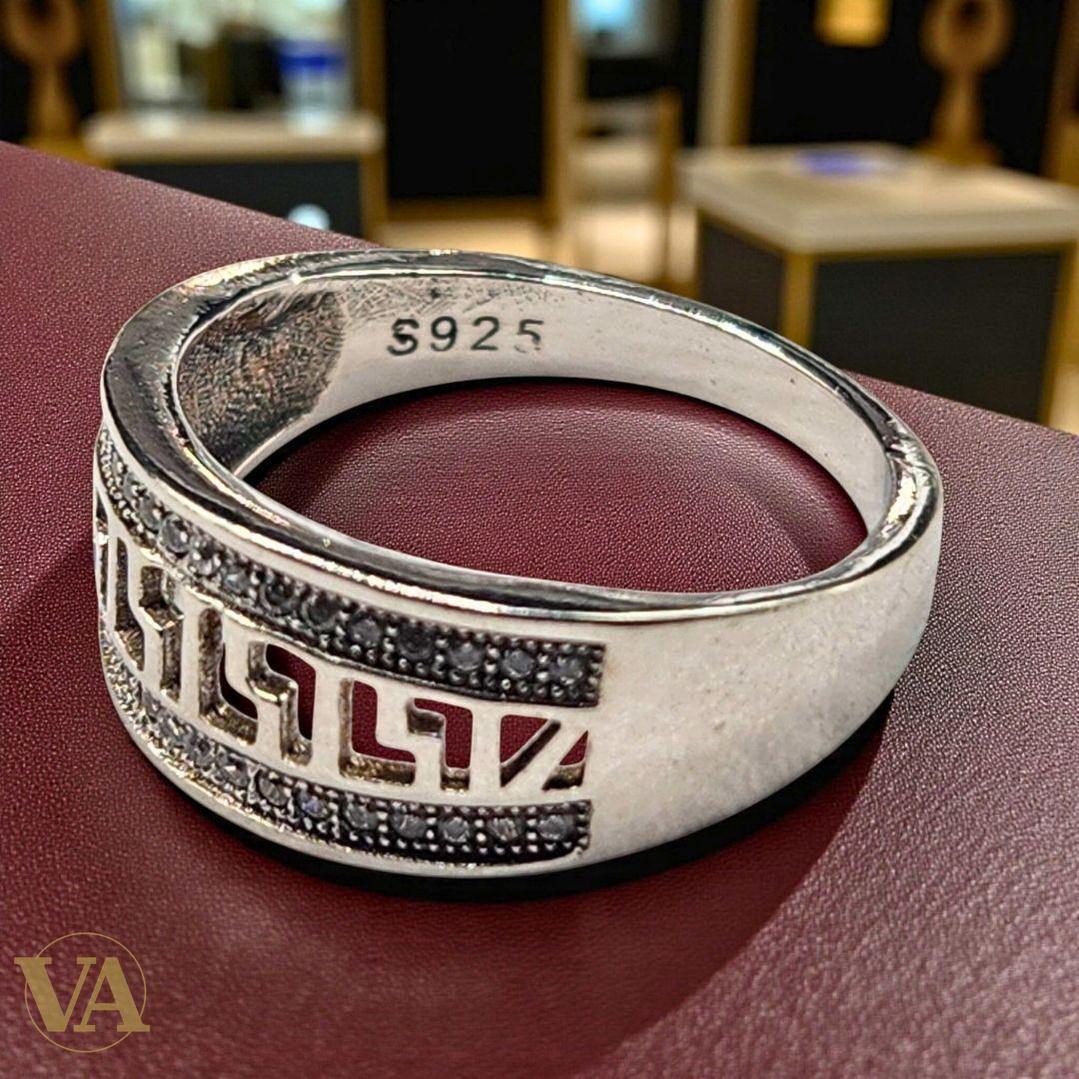 Bague femme en argent 925 motif grec et marcassites