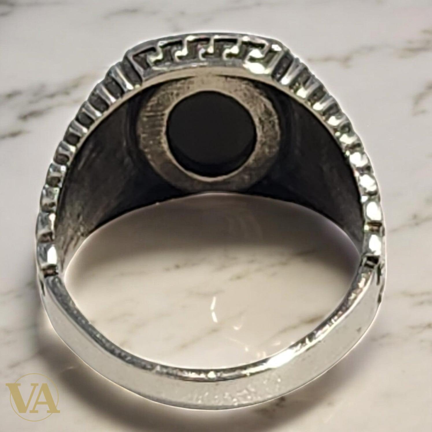 Bague homme argent 925 onyx noir et marcassites