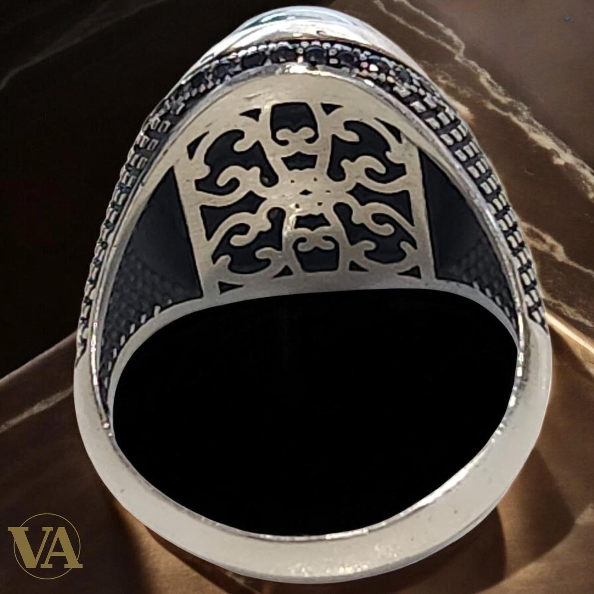 Bague Homme Argent 925 Onyx Verte – Élégance Authentique | Bijoux Vindicta