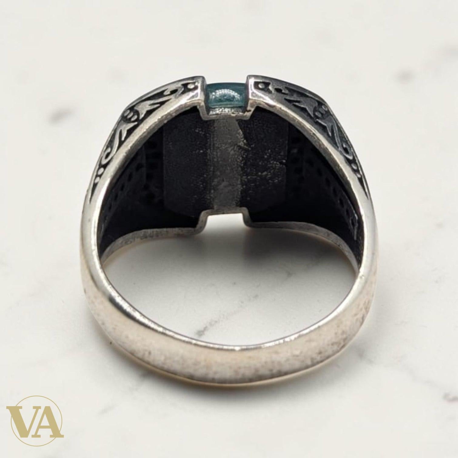 Chevalière Homme Argent 925 Pierre Aventurine Verte-Vindicta : Bijoux Argent 925 Massif, Luxe et Héritage