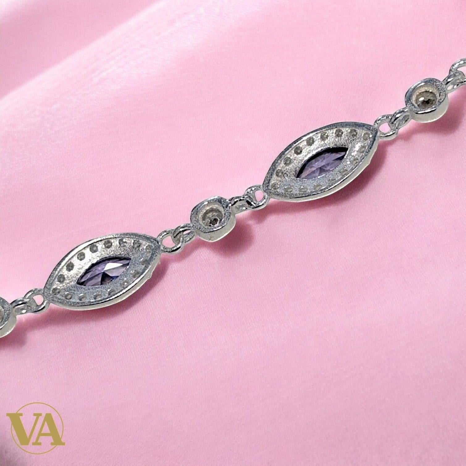 Bracelet Femme Argent 925 Améthyste Naturelle Vintage | Bijoux Vindicta