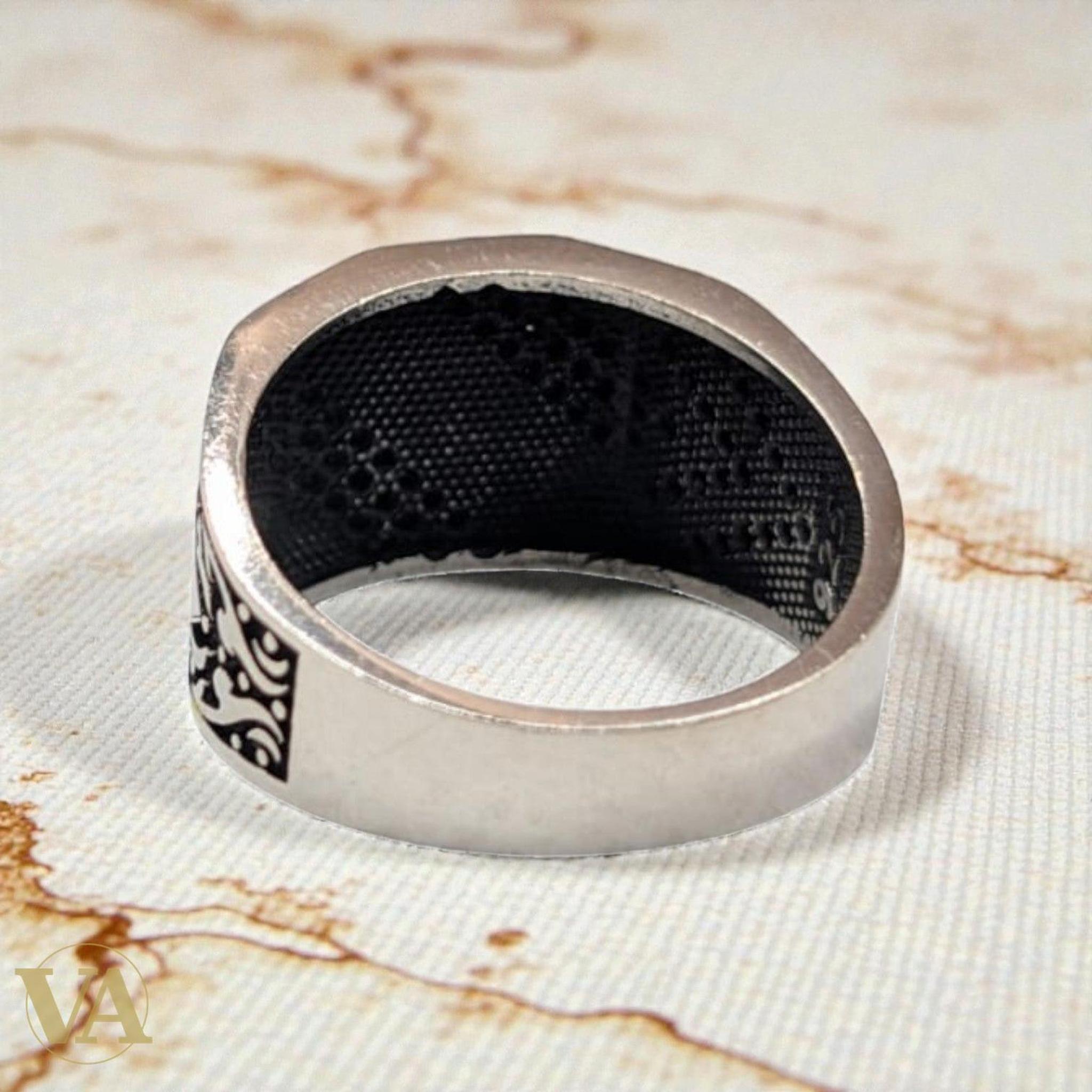 Bague homme argent 925 – Motifs Tifinagh & Onyx Noir - Argent 925 - Vindicta