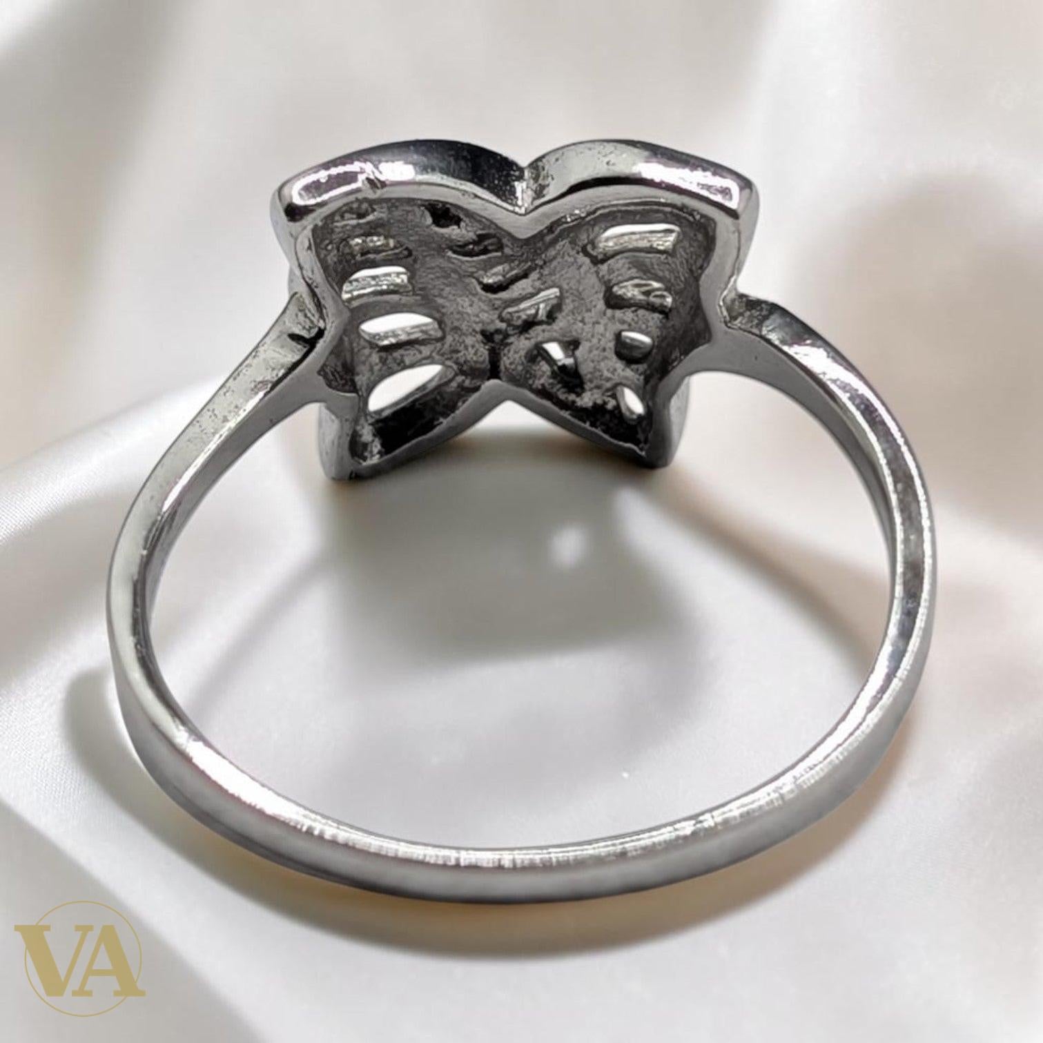 Bague Femme Argent 925 Papillon Bicolore Ajouré Zircons - Argent 925 - Vindicta
