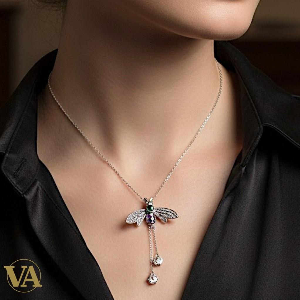 Collier Abeille Argent 925 Massif — Pendentif Ciselé