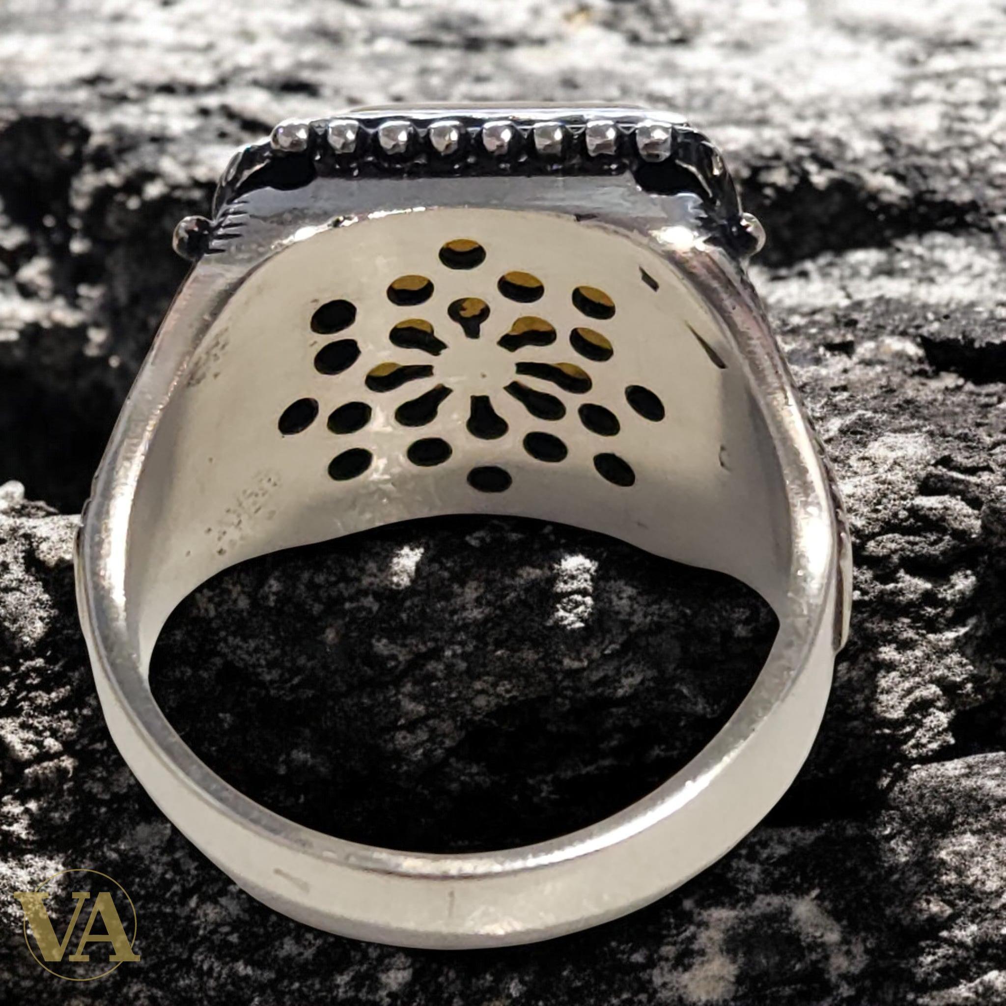 Bague Homme Argent 925 Ambre Jaune – Élégance Authentique - Argent 925 - Vindicta