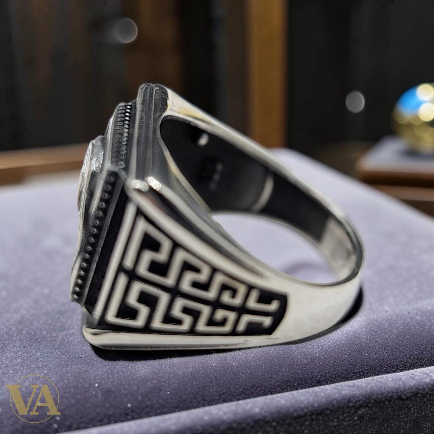 Chevalière Homme Argent 925 Pierre Cornaline Motif Crocodile