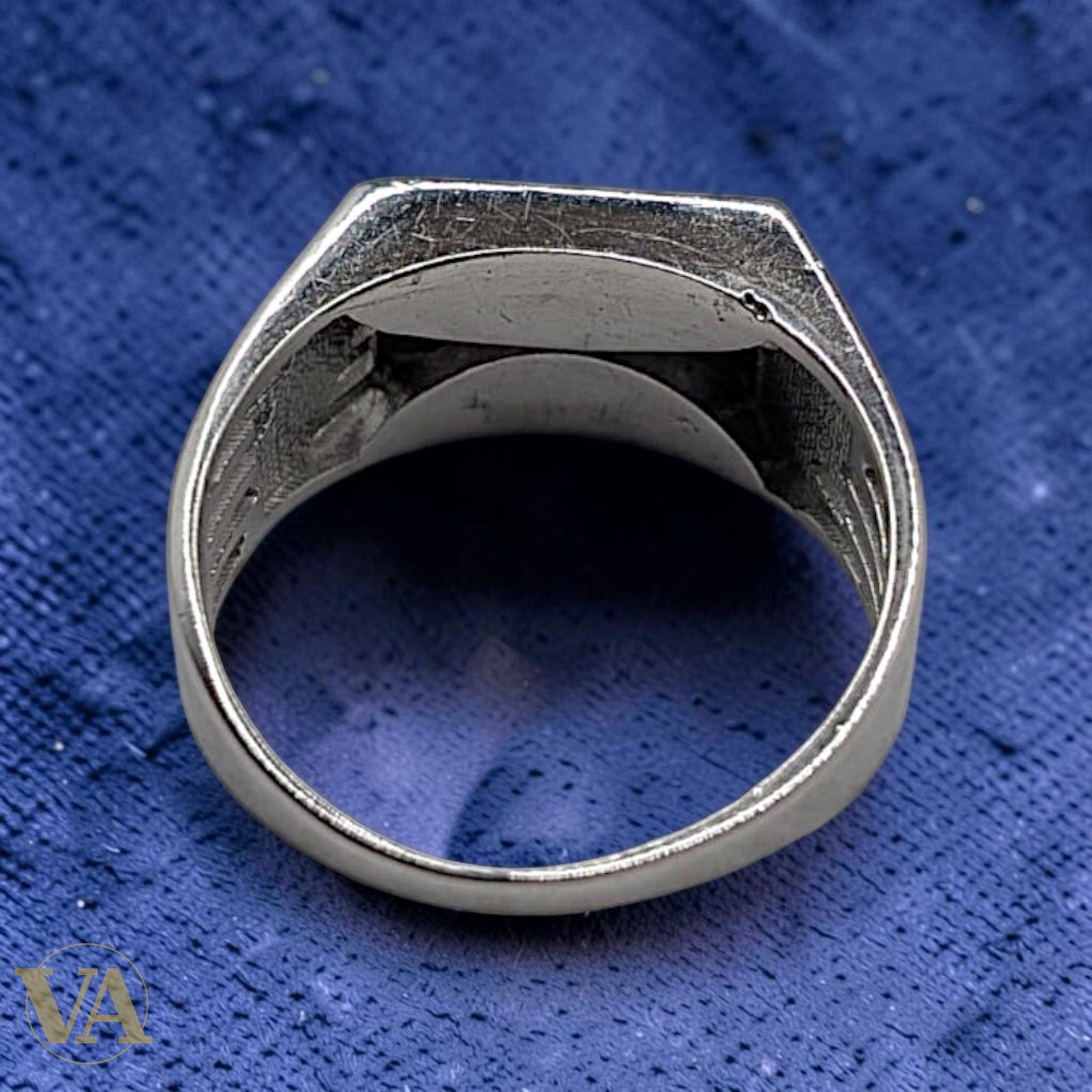 Chevalière Homme Argent 925 & Zircons Noirs – Design Géométrique Plaqué Or Rose | Bijoux Vindicta